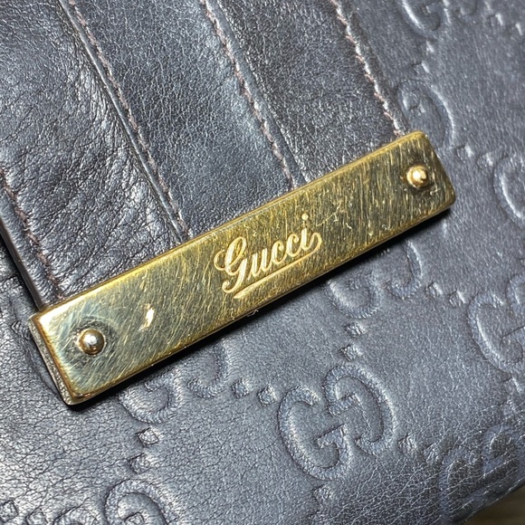 AUTHENTIC GUCCI GUCCISSIMA BLACK LEATHER GG-LOGO LONG BI-FOLD WALLET- ITALY- - Picture 5 of 9